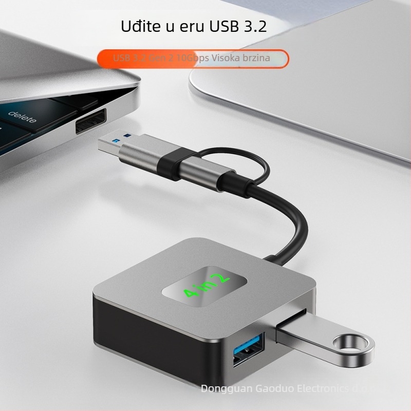 USB-C hub splitter USB 3.2 10Gbps, 1–4 porta, modeli BYL-2320/2320A/2433/2434, napajanje preko sabirnice (bez vanjskog napajanja)