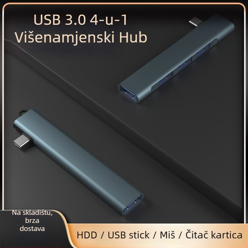 4-portna USB 3.0 Type-C docking stanica za telefone i računala, 5 Gbps prijenos, napajanje putem USB-a