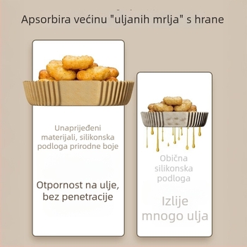 Yiwei Silikonski papir za pečenje s apsorpcijom ulja — kvadratni, za air fryer i pećnicu, premaz silikonskim uljem