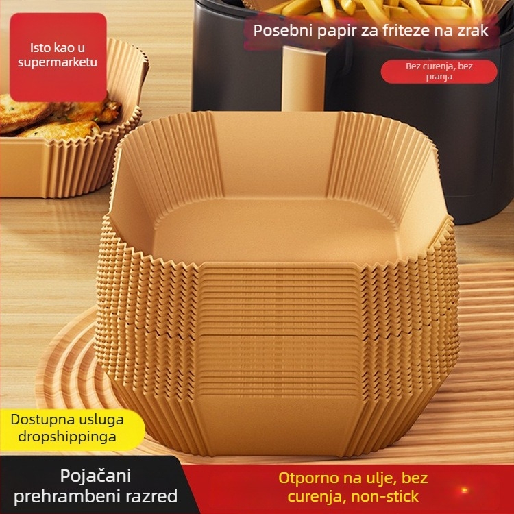 Yiwei Silikonski papir za pečenje s apsorpcijom ulja — kvadratni, za air fryer i pećnicu, premaz silikonskim uljem