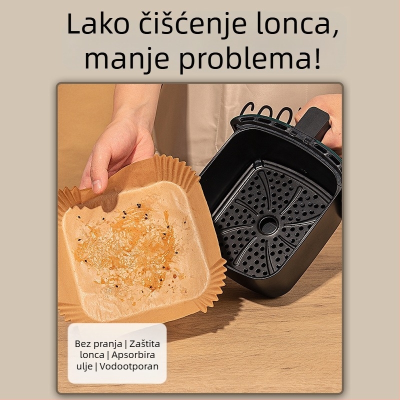 Yiwei Silikonski papir za pečenje s apsorpcijom ulja — kvadratni, za air fryer i pećnicu, premaz silikonskim uljem