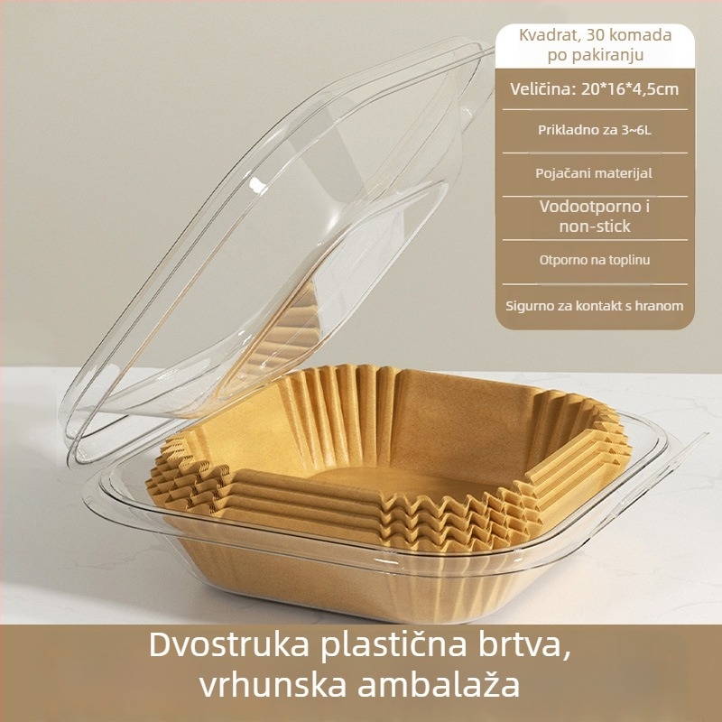 Yiwei Silikonski papir za pečenje s apsorpcijom ulja — kvadratni, za air fryer i pećnicu, premaz silikonskim uljem