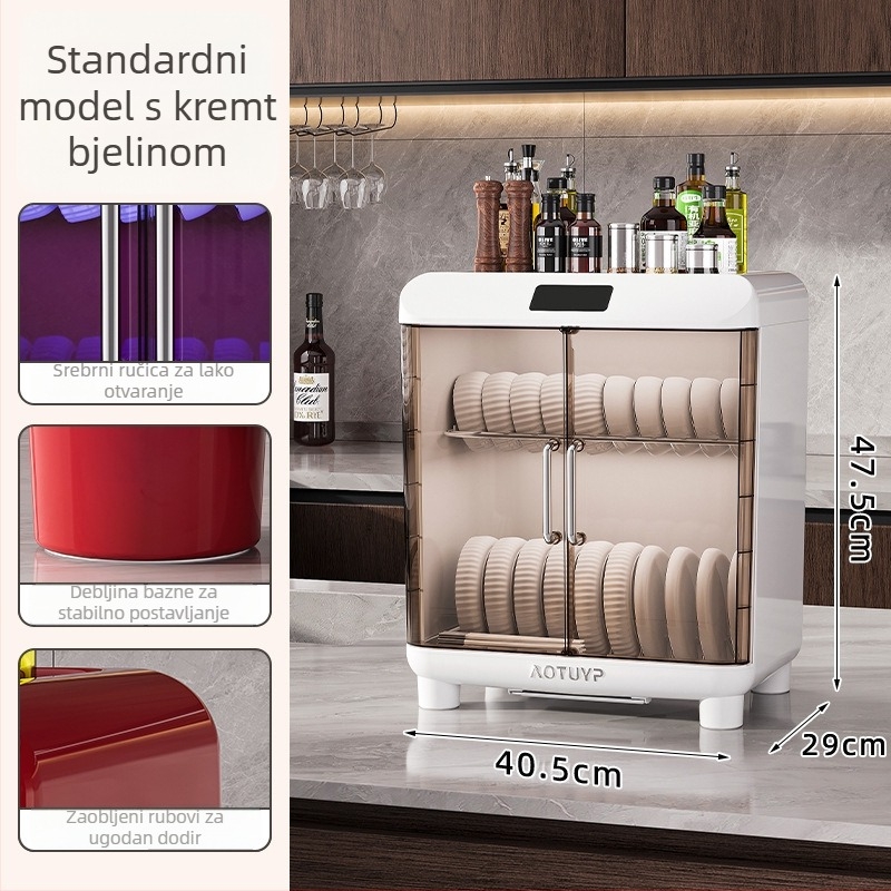 Stolni stalak za sušenje posuđa od PP s UV dezinfekcijom, za zdjele i tanjure, europski stil