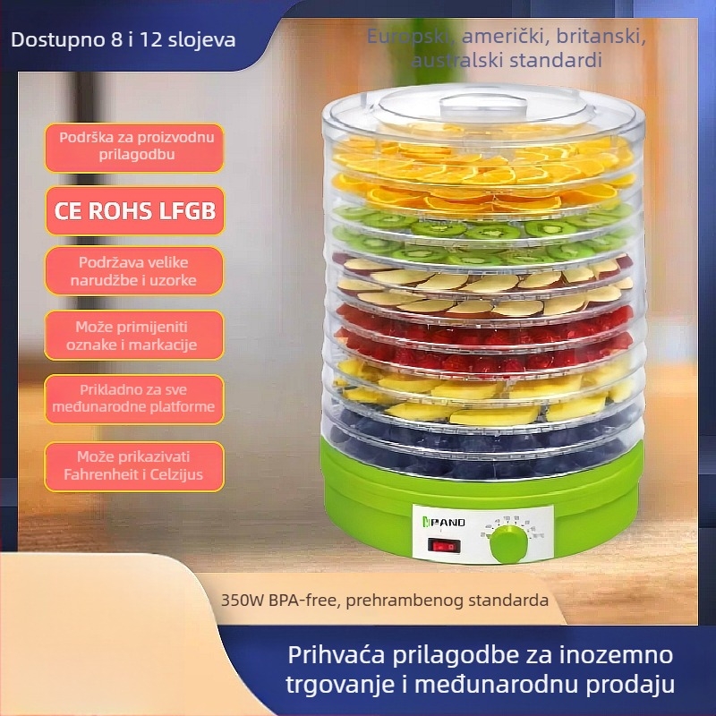 Dehidrator voća SX770-12, 12 slojeva, 110-240V, 400W, 50/60Hz, Kudi
