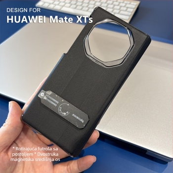 Kućište za Huawei Mate XTS s dvostrukom osovinom rotacije i magnetskim šarnirom, PU koža, reljefna obrada
