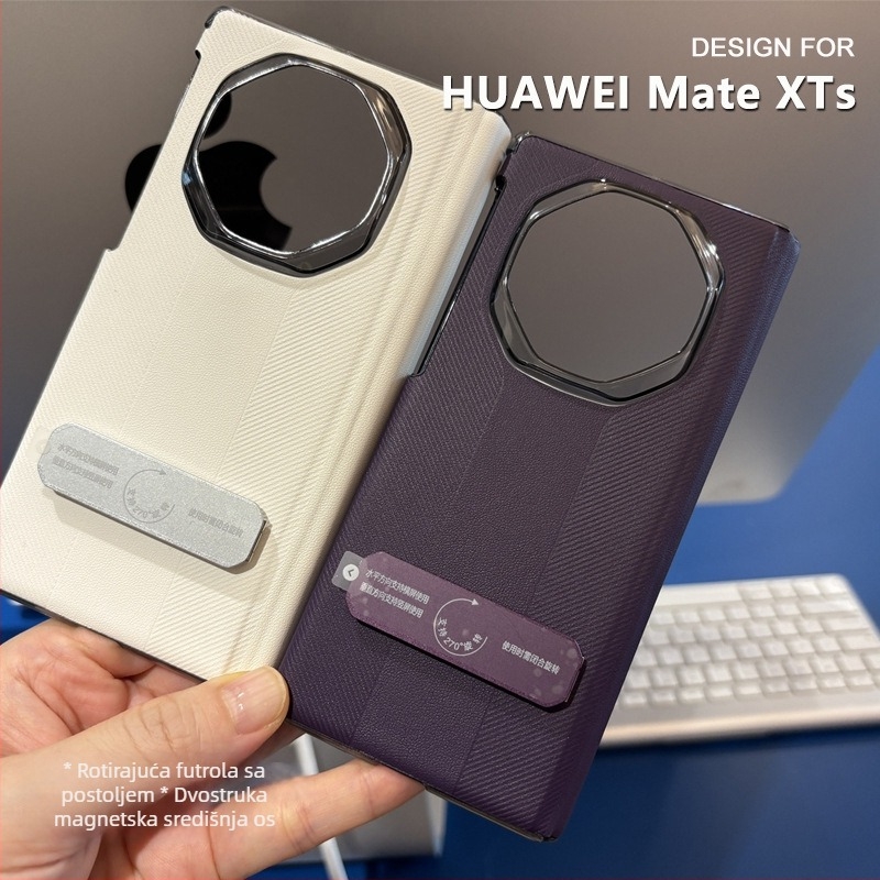 Kućište za Huawei Mate XTS s dvostrukom osovinom rotacije i magnetskim šarnirom, PU koža, reljefna obrada