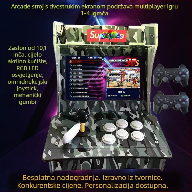 Arcade konzola s dvostrukim zaslonom, 16GB memorije, PS3 kompatibilnost, OS H2, 2 igrača, MP4 video player