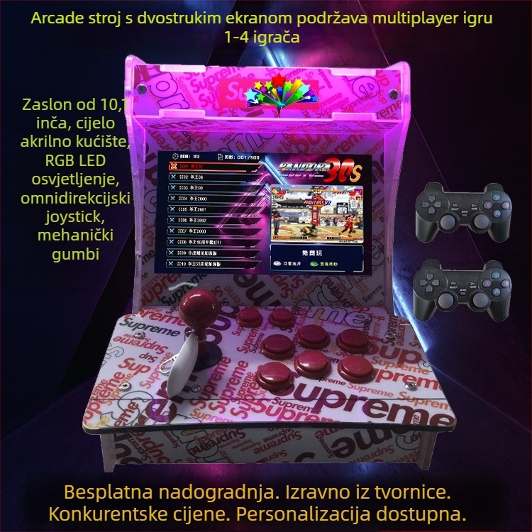 Arcade konzola s dvostrukim zaslonom, 16GB memorije, PS3 kompatibilnost, OS H2, 2 igrača, MP4 video player
