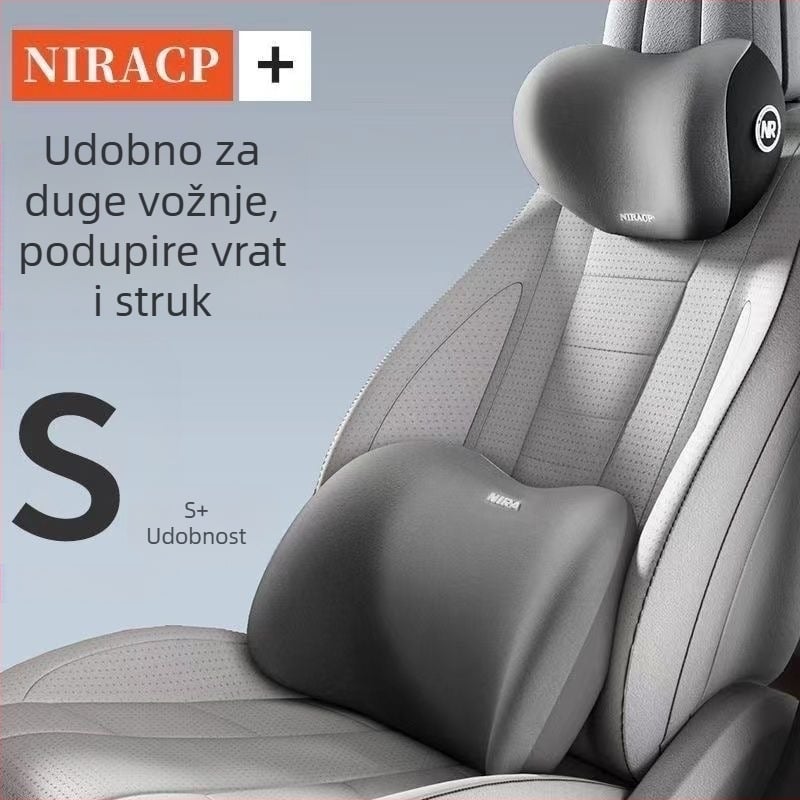 Jastuk za vrat od memorijske pjene za auto s potporom za donji dio leđa i jastučićem za naslon glave