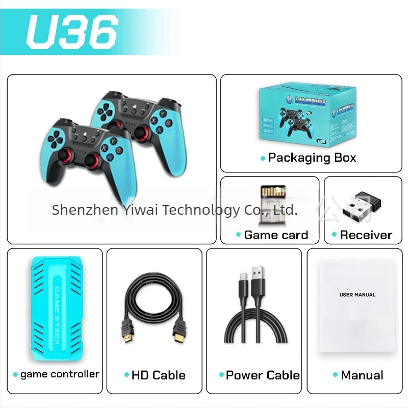 U36 Nostalgijska gaming konzola s bežičnim 2.4G povezivanjem na TV preko HDMI, 64GB memorije, Android platforma, podrška za dva igrača