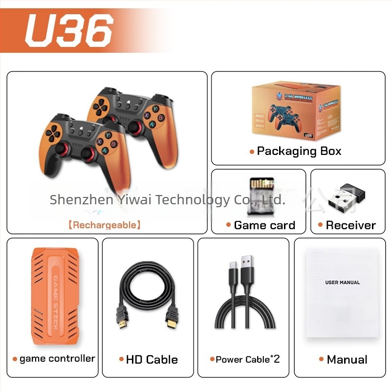 U36 Nostalgijska gaming konzola s bežičnim 2.4G povezivanjem na TV preko HDMI, 64GB memorije, Android platforma, podrška za dva igrača