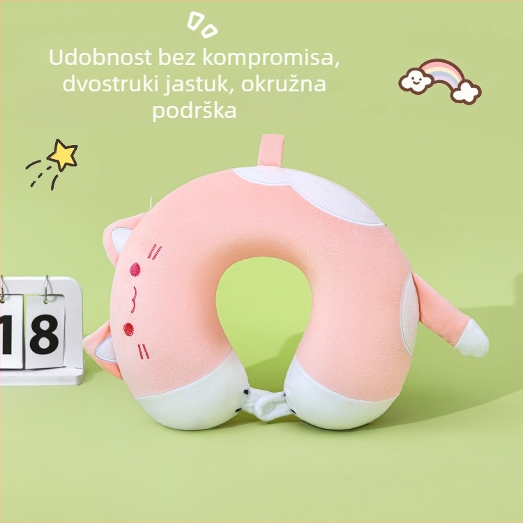 U-oblikovani cartoon jastuk za učenike i odmor u uredu, memorijska pjena, Spandex tkanina