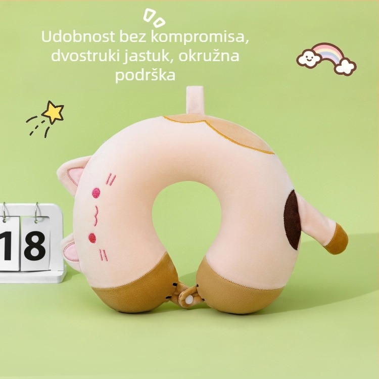 U-oblikovani cartoon jastuk za učenike i odmor u uredu, memorijska pjena, Spandex tkanina