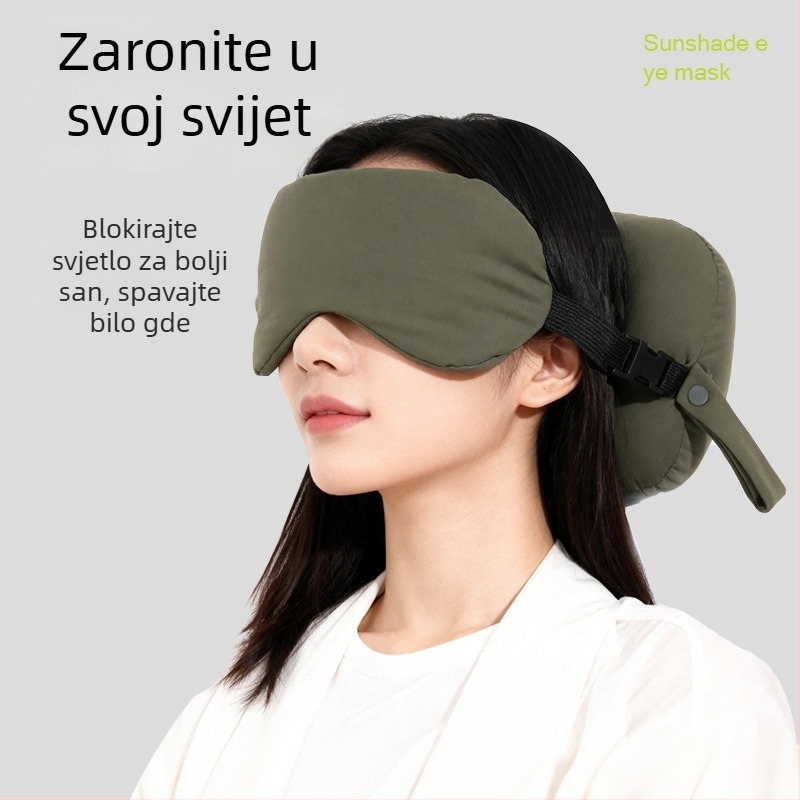 U oblikovana jastučnica za ured s 2-u-1 maskom za oči, punilo od pjene, najlon tkanina, moderan jednostavan stil, univerzalna upotreba