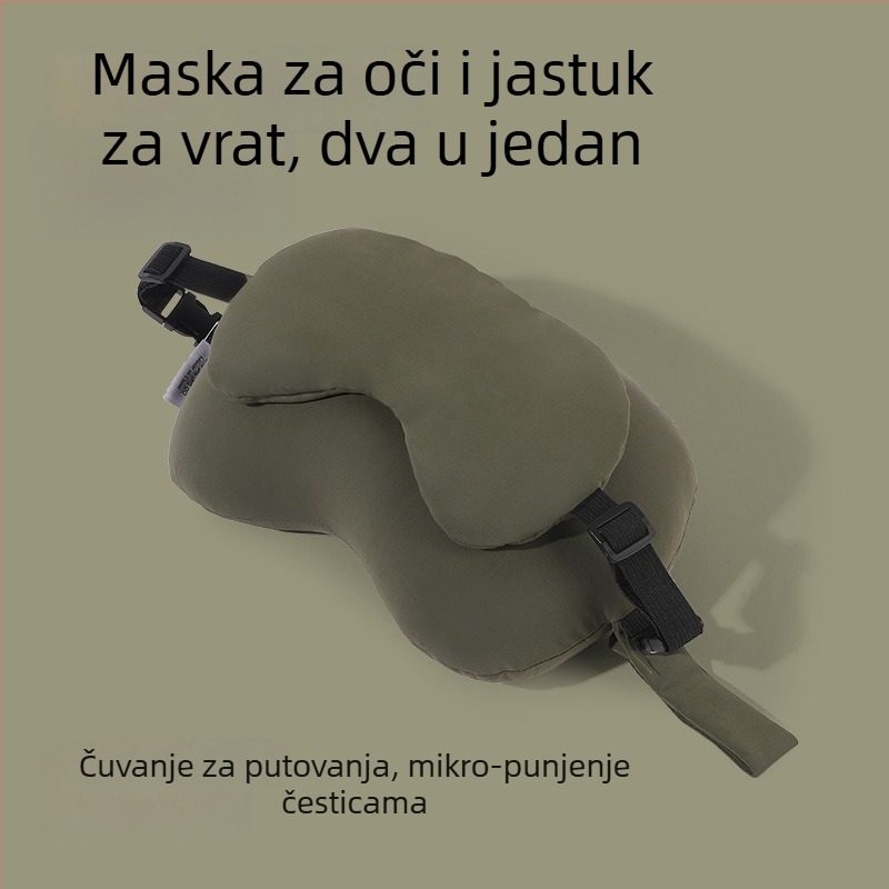 U oblikovana jastučnica za ured s 2-u-1 maskom za oči, punilo od pjene, najlon tkanina, moderan jednostavan stil, univerzalna upotreba