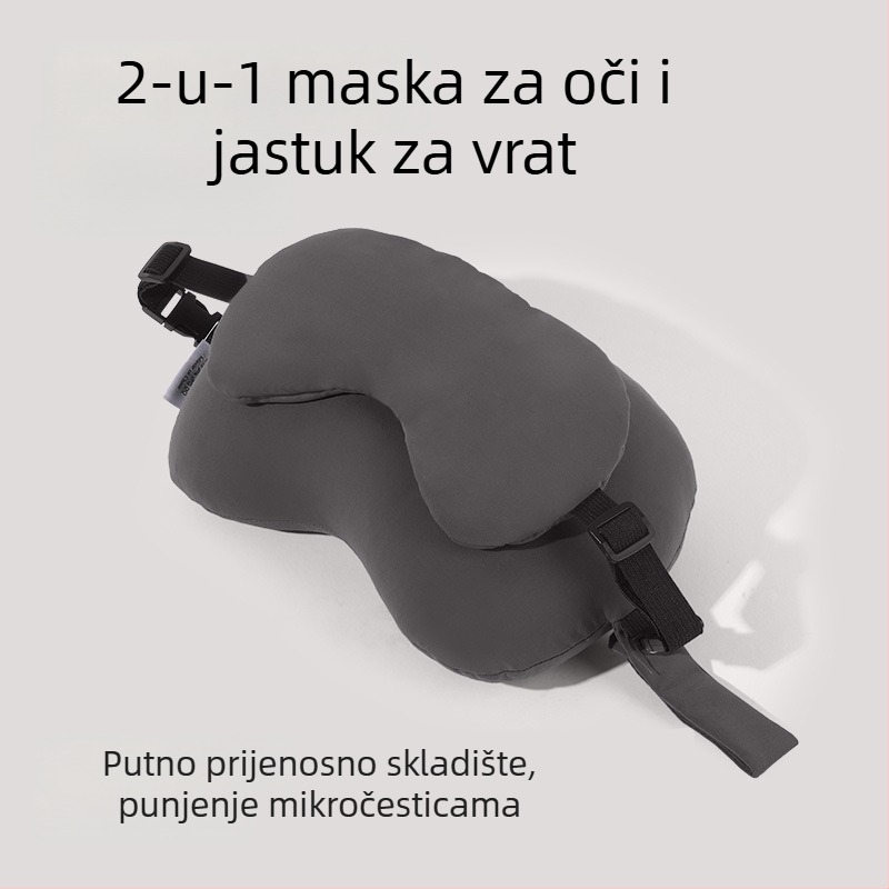 U oblikovana jastučnica za ured s 2-u-1 maskom za oči, punilo od pjene, najlon tkanina, moderan jednostavan stil, univerzalna upotreba