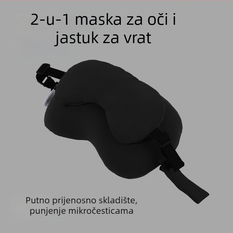 U oblikovana jastučnica za ured s 2-u-1 maskom za oči, punilo od pjene, najlon tkanina, moderan jednostavan stil, univerzalna upotreba