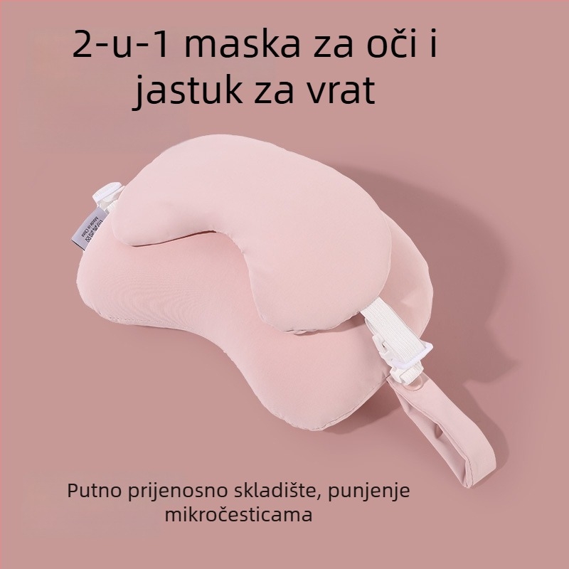 U oblikovana jastučnica za ured s 2-u-1 maskom za oči, punilo od pjene, najlon tkanina, moderan jednostavan stil, univerzalna upotreba