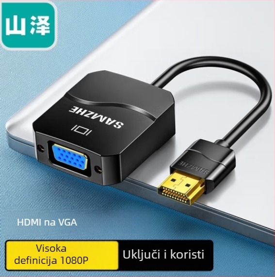 HDMI na VGA video adapter sa zvukom, USB napajanje, pozlaćeni kontakti