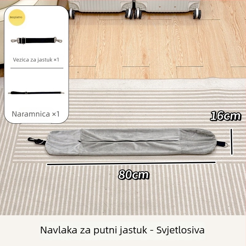 U-kružni jastučić za vrat za putovanje avionom, prijenosni; može se napuniti odjećom; težina 0,5–1,0 kg