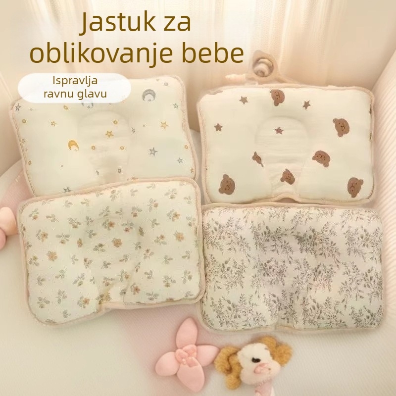 Jastuk u obliku U za djecu s punjenjem od svile, navlaka od gaze i fleecea, za djecu i bebe, težina do 0,5 kg