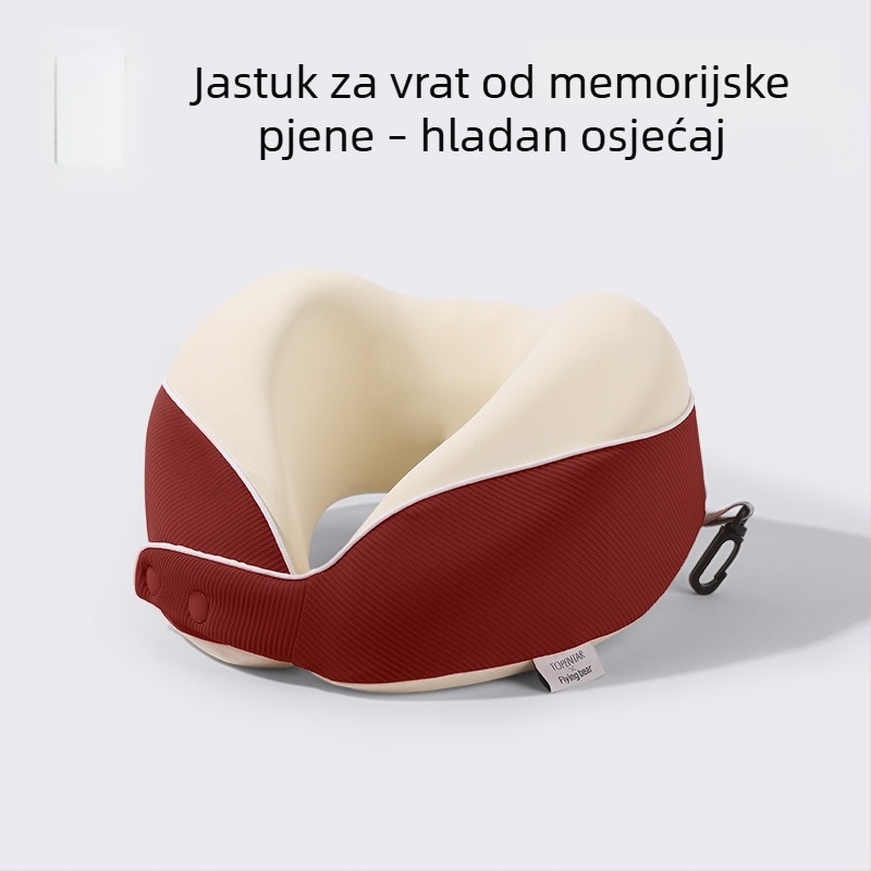 Cestovni jastuk u obliku U sa hlađenom memorijskom pjenom, sklopivi i prijenosni za vrat, Ice Silk tkanina