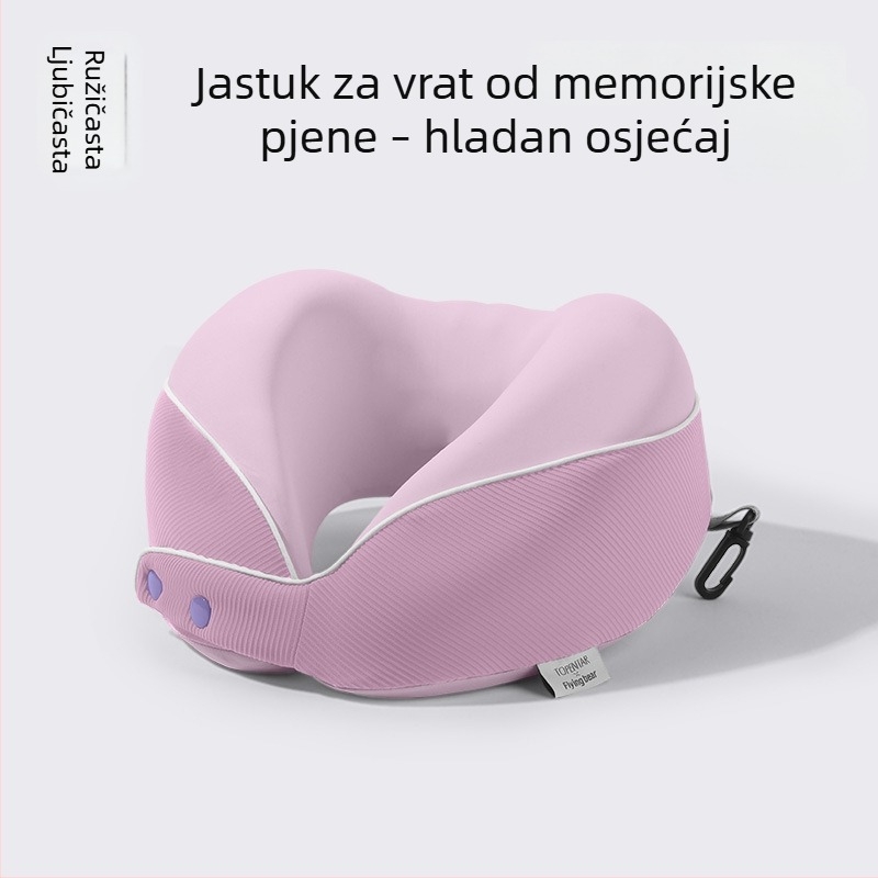 Cestovni jastuk u obliku U sa hlađenom memorijskom pjenom, sklopivi i prijenosni za vrat, Ice Silk tkanina