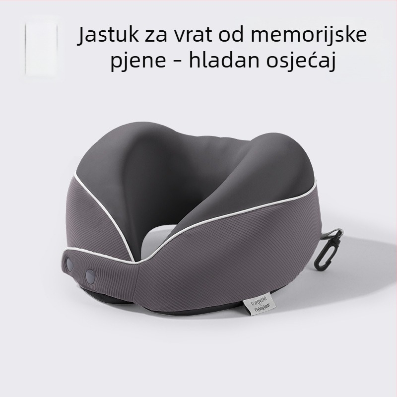 Cestovni jastuk u obliku U sa hlađenom memorijskom pjenom, sklopivi i prijenosni za vrat, Ice Silk tkanina