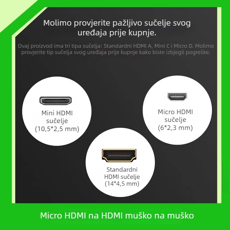 HDMI Micro na Micro kabel s 90° zavojem, duljina 1,5 m, zlatno premazan, bakar bez oksidacije, adapter