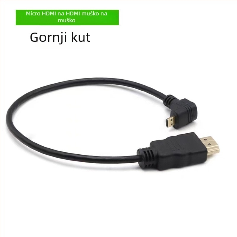 HDMI Micro na Micro kabel s 90° zavojem, duljina 1,5 m, zlatno premazan, bakar bez oksidacije, adapter
