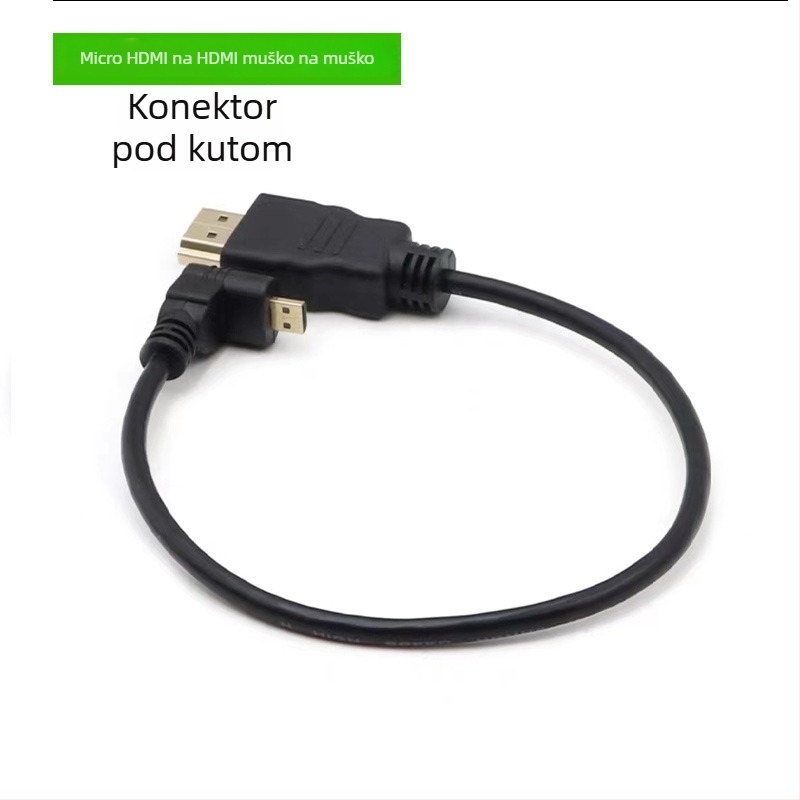 HDMI Micro na Micro kabel s 90° zavojem, duljina 1,5 m, zlatno premazan, bakar bez oksidacije, adapter