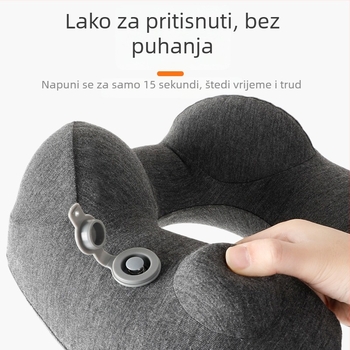 Naduvljiva U-oblik jastučnica za vrat s ergonomskim dizajnom; prijenosna za putovanja na otvoreno; punilo: zrak; tkanina Jersey; težina ispod 0,5 kg