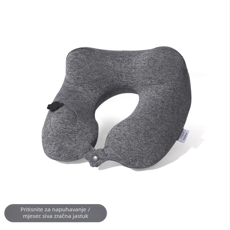 Naduvljiva U-oblik jastučnica za vrat s ergonomskim dizajnom; prijenosna za putovanja na otvoreno; punilo: zrak; tkanina Jersey; težina ispod 0,5 kg
