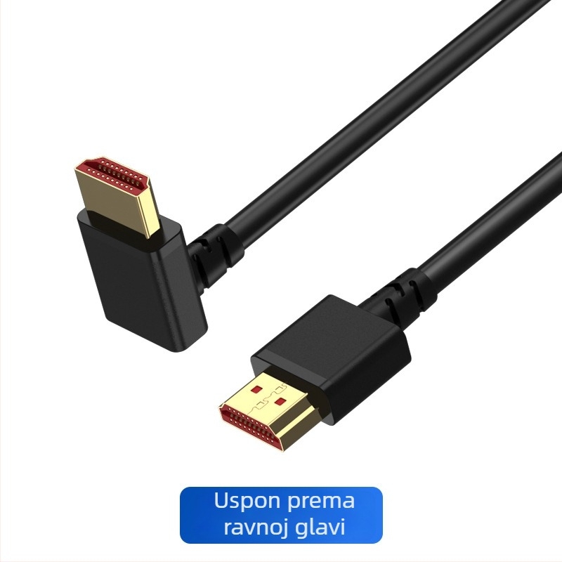 HDMI kabel s pravim kutom, HDMI 2.1, 8K/4K podrška, bakar bez kisika, pozlaćeni premaz