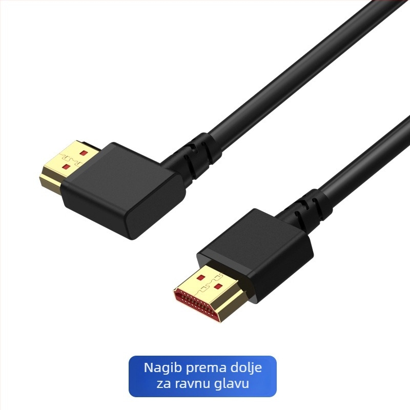 HDMI kabel s pravim kutom, HDMI 2.1, 8K/4K podrška, bakar bez kisika, pozlaćeni premaz