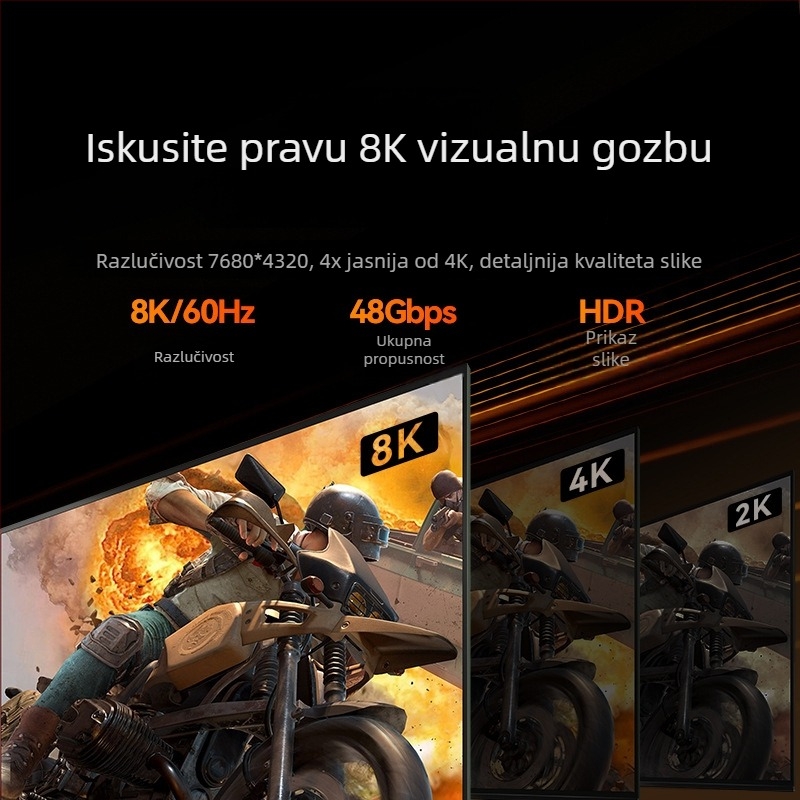 HDMI 2.1 kabel, Type A, zlatni konektori, podržava 8K i 4K