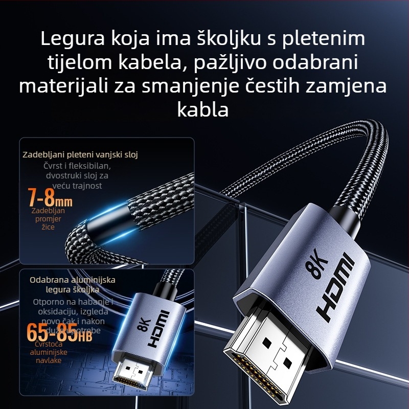 HDMI 2.1 kabel, Type A, zlatni konektori, podržava 8K i 4K