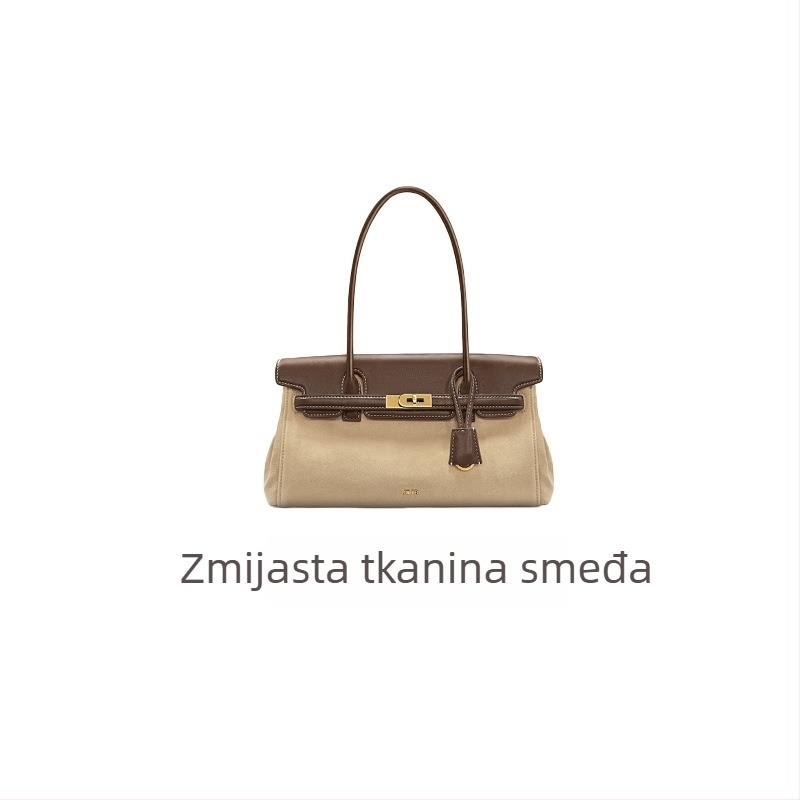 JW PEI ženska baguette torba – koža kravlje split leather, zaključavanje brava, Unutarnji džepovi sa zipom, džep za telefon i dokumente, horizontalni kvadratni oblik, proljeće 2025