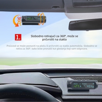 Automobilski sat s solarnim napajanjem, termometrom, prikazom datuma i svjetlećim zaslonom (Brend Thousand Cards; Podrijetlo Zhejiang; Model Other; Materijal Other)