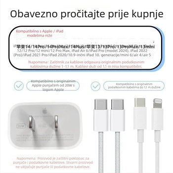 Zaštitni omotač za Apple kabel za napajanje, kompatibilan s iPhone 16 / iPad, 20W brzo punjenje, navijanje za sprječavanje prekida kabla