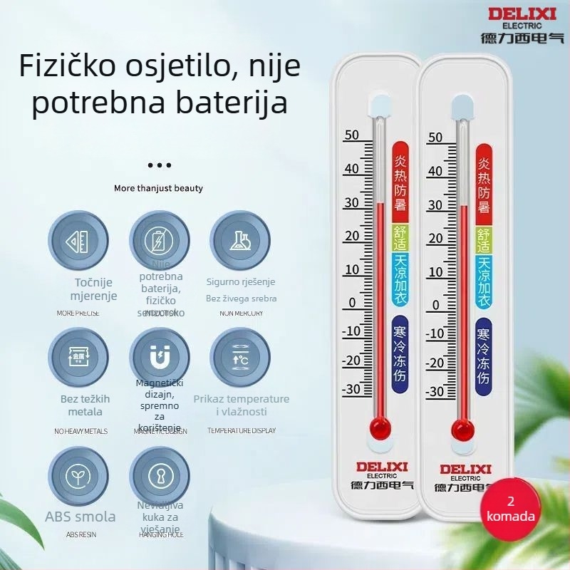 Unutarnji zidni termometar s mjerenjem vlage, visoka preciznost, za dječju sobu