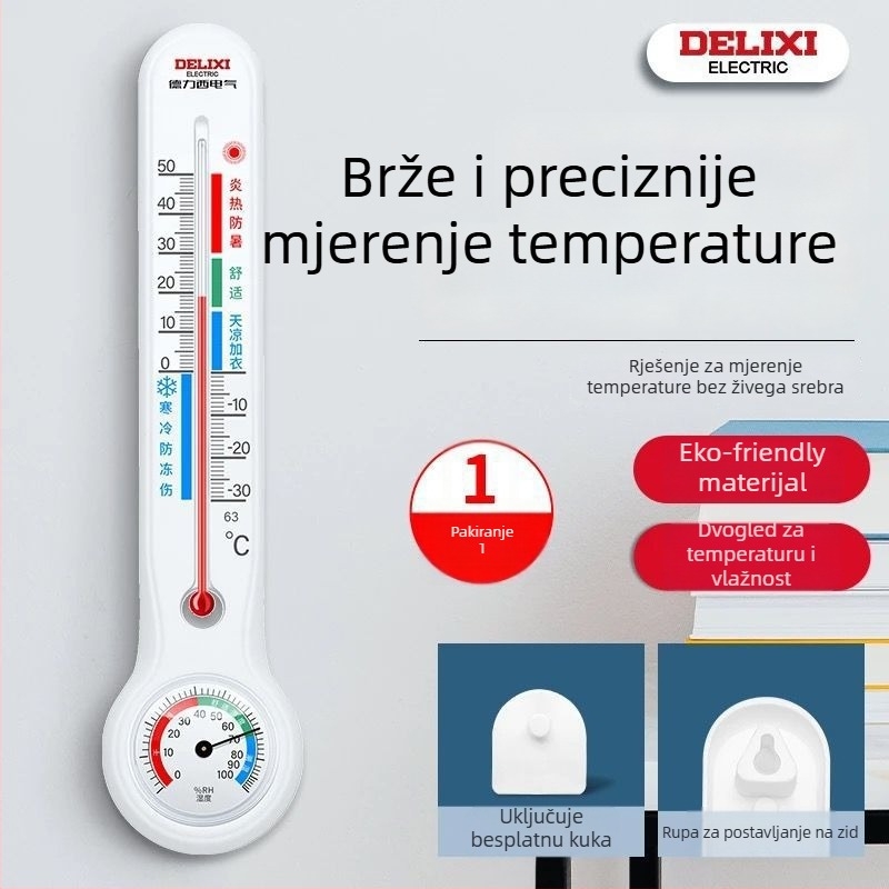Unutarnji zidni termometar s mjerenjem vlage, visoka preciznost, za dječju sobu