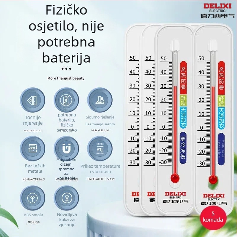 Unutarnji zidni termometar s mjerenjem vlage, visoka preciznost, za dječju sobu