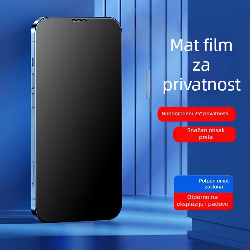 Zaštitno staklo za prednji zaslon iPhonea – mat završetak, otisci prstiju otporan, protiv špijuniranja