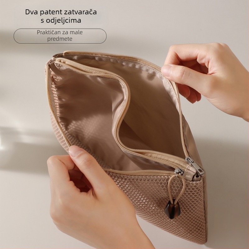 Kozmetička torbica s mrežastim materijalom, velika kapaciteta i višenamjenski odjeljak za putovanja (prozračna • mreža • unisex)
