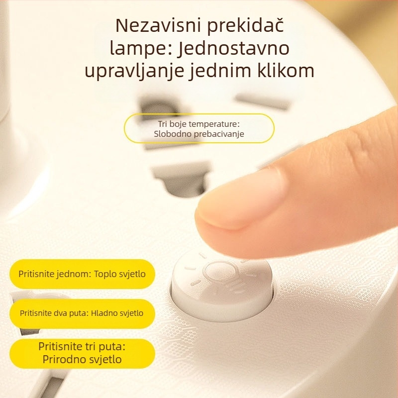Stolna lampica s omotačkim dizajnom, meka svjetlost koja štiti oči, lampica za učenje (5V ugrađena baterija, CRI ≥95, metalni abažur, glasovna kontrola)