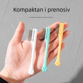 Set za njegu kućnih ljubimaca: češalj za suze i izlučevine oka, češalj s gusto raspoređenim zubima za buhe, konturne škare za mačke, nehrđajući čelik