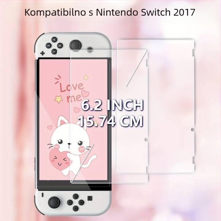 Kaljeno staklo zaštitno za zaslon Nintendo Switch OLED – 0,33 mm, prozirnost >93%, HD jasnoća, otporan na otiske prstiju, otpornost na padove, prašinu otporan