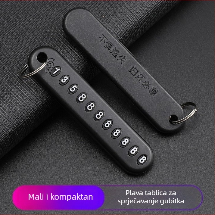 Privjesak za automobil s pločom broja telefona, protiv gubitka, minimalistički stil, plast, šifra proizvoda 40040