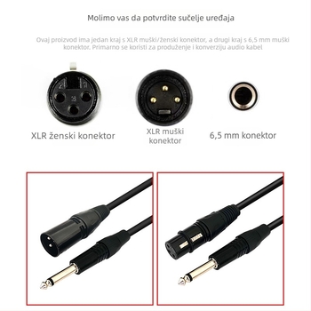 Easy Barium audio kabel 6,5 mm na XLR balansirani, trožilni vodnik, niklani konektori, OFC bakreni vodiči